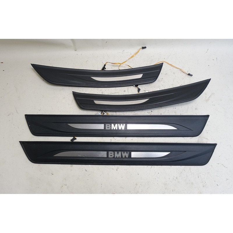 Damaged 2011-2016 BMW F10 5-Series Illuminated Door Sill Cover Set Front Rear OE