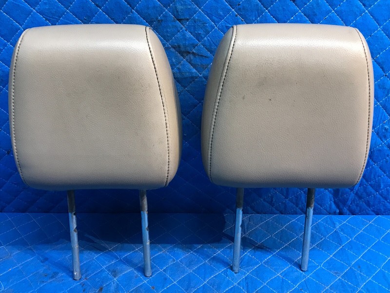 04-08 FORD PICKUP F150 SEAT FRONT HEADREST HEAD RESTS BEIGE LEATHER PAIR