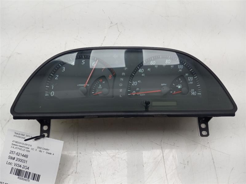 02 03 TOYOTA CAMRY LE SPEEDOMETER CLUSTER MPH BLACK FACE
