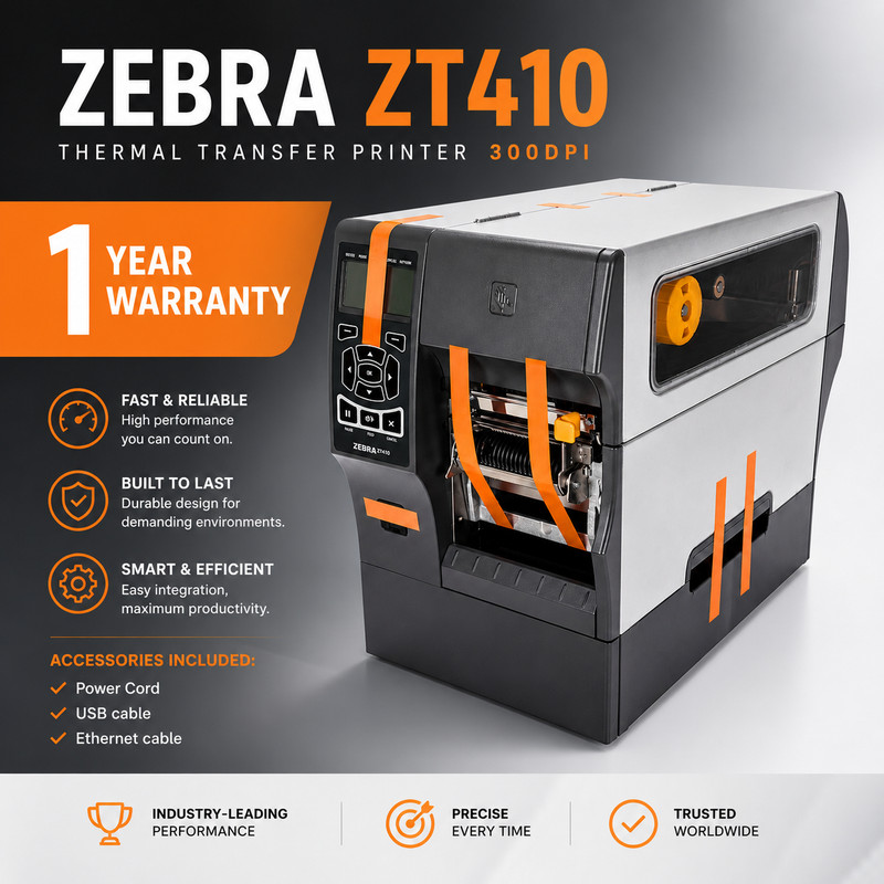 💛FULLY TESTED💛Zebra ZT410 Thermal Transfer Label Printer 300DPI Peel Rewind BT