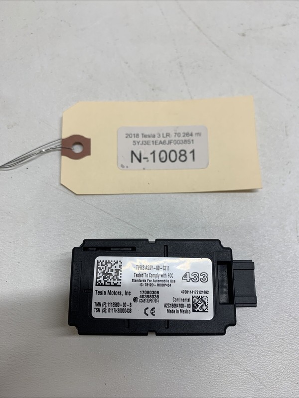 2017-2020 TESLA MODEL 3 TIRE PRESSURE COMPUTER CONTROL MODULE 10081 B3