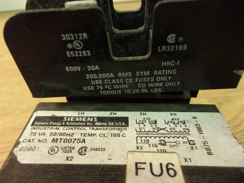 Siemens MT0075A Transformer with 2-Pole Fuse Holder Acme LR32169