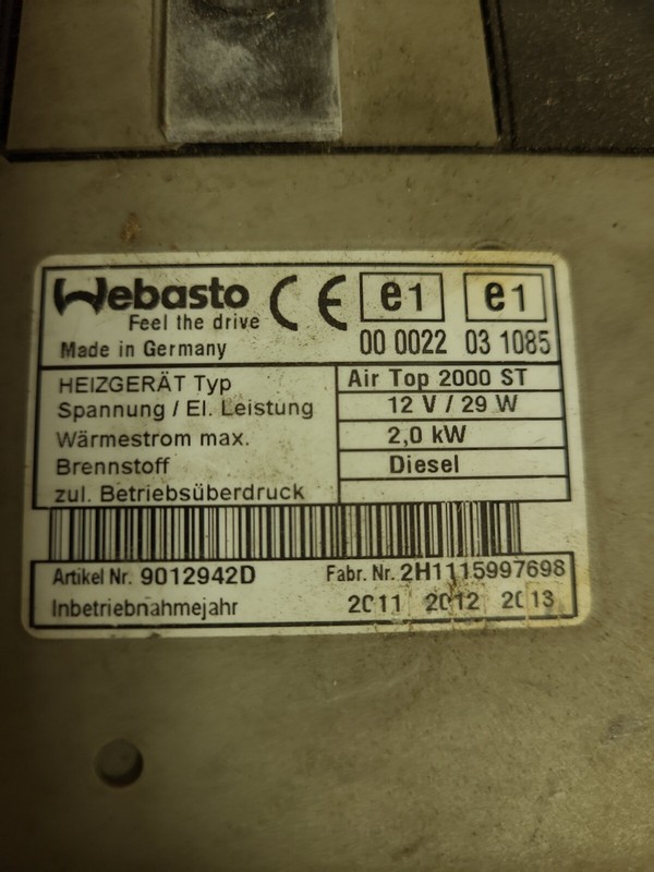 Webasto 00 0022 03 1085 Diesel Bunk Heater *FREE SHIPPING*