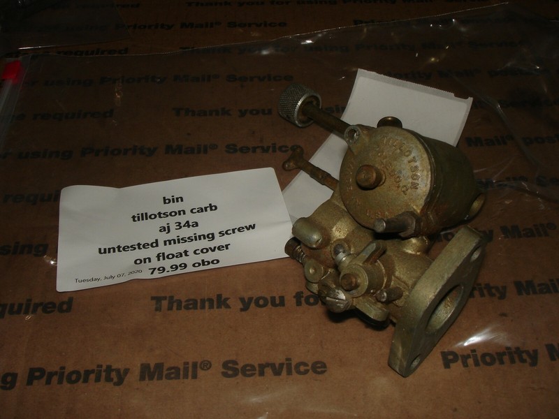 Tillotson carburetor aj34a untested Bin 503 #2