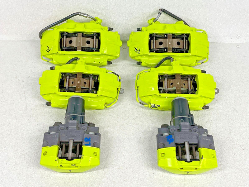 ⭐2012-2016 TESLA MODEL S F+R BREMBO BRAKE CALIPER SET OF 6 LIME GREEN OEM LOT2TP