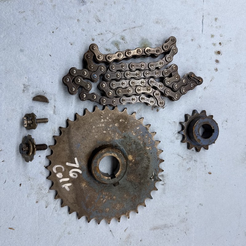 1966 - 1969? Antique Snowmobile Polaris Colt chain case sprockets and chain good