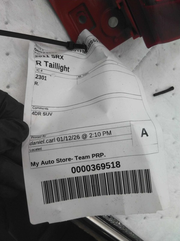 2011 Cadillac SRX Right Tail Light Assembly Black Used SCUFFS 156K Mileage