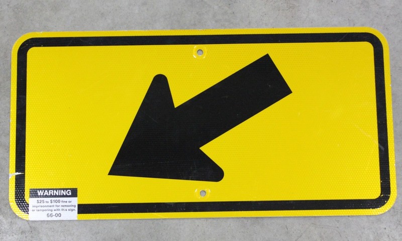 Edge of Road Arrow Sign 24x12 Authentic Reflective Highway