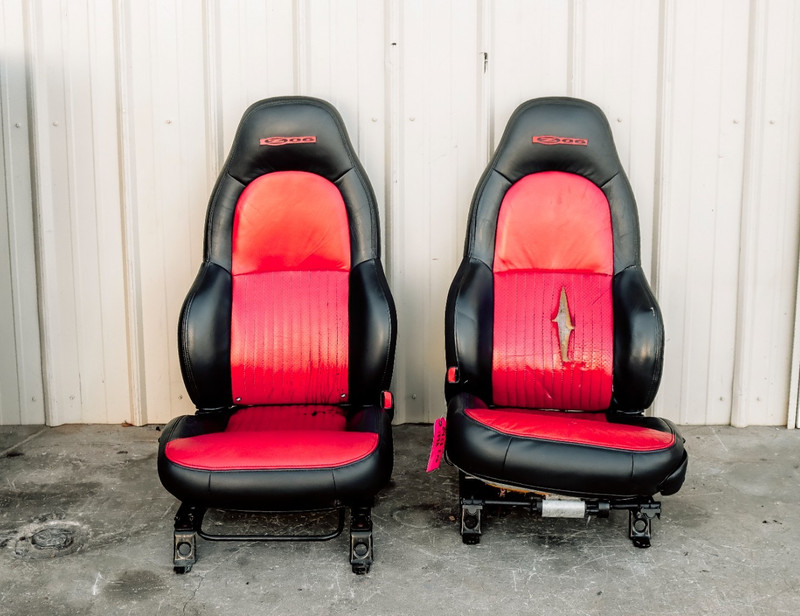 1997-2004 Chevy Corvette C5 Z06 Red & Black Leather Seat Set - 123k Miles *USED*