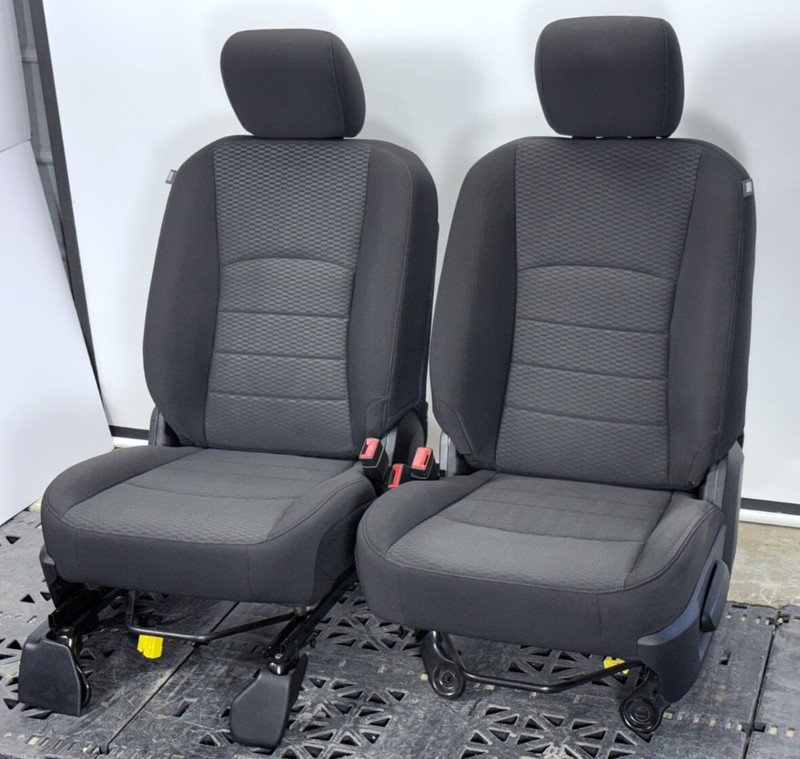 ✅ 2013-24 RAM 1500 2500 3500 OEM (2) FRONT CLOTH SEATS BLACK LEFT & RIGHT LH RH