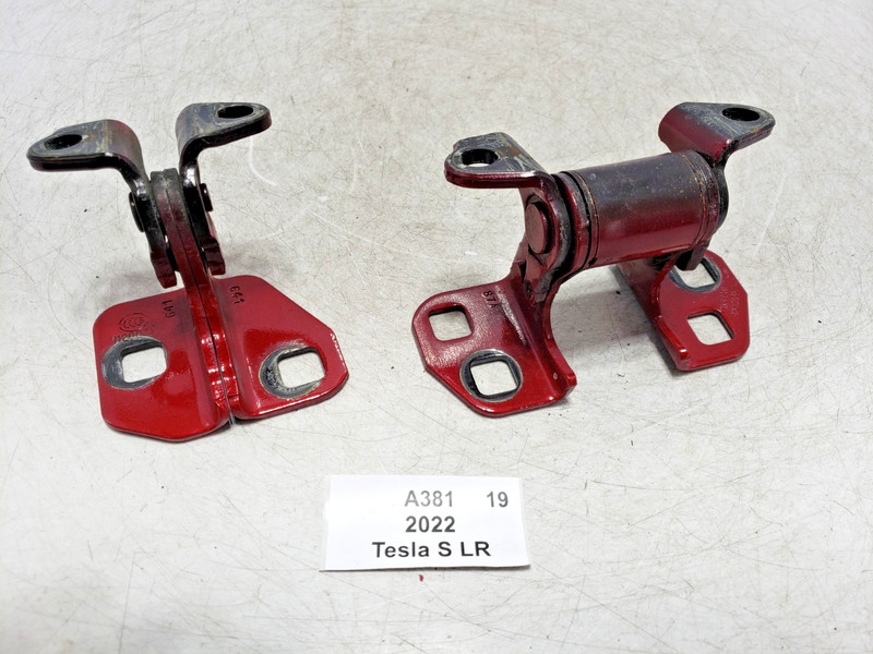 ✅ 12-25 OEM Tesla Model S Rear Right Passenger Door Hinge Upper Lower Red SET
