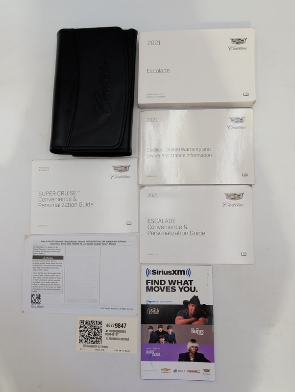 2021 Cadillac ESCALADE Owners Manual, Warranty With Case Included