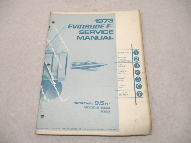 4904 OMC 1973 Evinrude Outboard Service Repair Manual 9.5 HP Sportwin