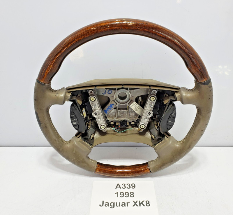 ✅ 1998-2003 OEM Jaguar XK8 XKR XJR XJ8 Steering Wheel Wood W/ Switch NOTE*