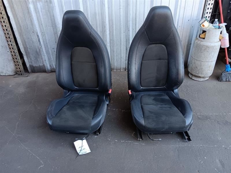14-17 Jaguar F-Type Convertible Front Seat Pair Left Right Seats Black Suede