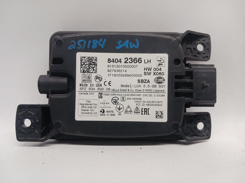 18-'21 CHEVROLET TRAVERSE rear LEFT radar unit blind spot alert OEM 1 Year Wnty