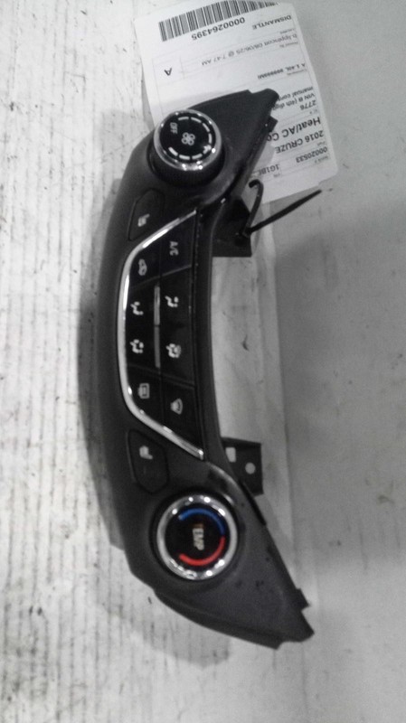 2016 Chevrolet Cruze A/C Selector Switch OEM Grey 78000 Miles NJ25-20533-501052
