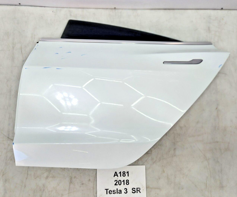 ✅ 17-20 OEM Tesla Model 3 Rear Left Driver Door Shell Panel White W/ Glass NOTE*