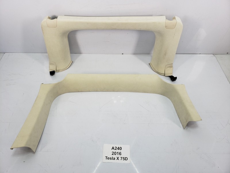 ✅ 16-20 OEM Tesla Model X Rear Right Side Lower Uper Falcon Door Beige Trim