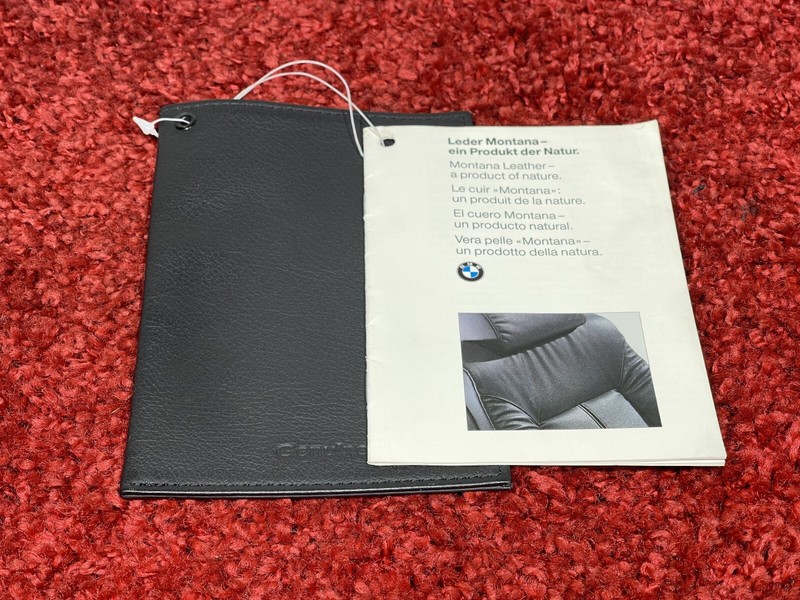 82-03 BMW E36 M3 M5 Z8 Z3 Book Genuine Leather Black Montana Sample Card Tag OEM