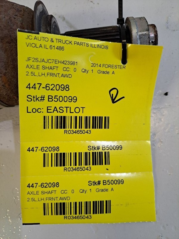 Axle Shaft Front Axle Thru VIN 552205 CVT Fits 14 FORESTER 3465043