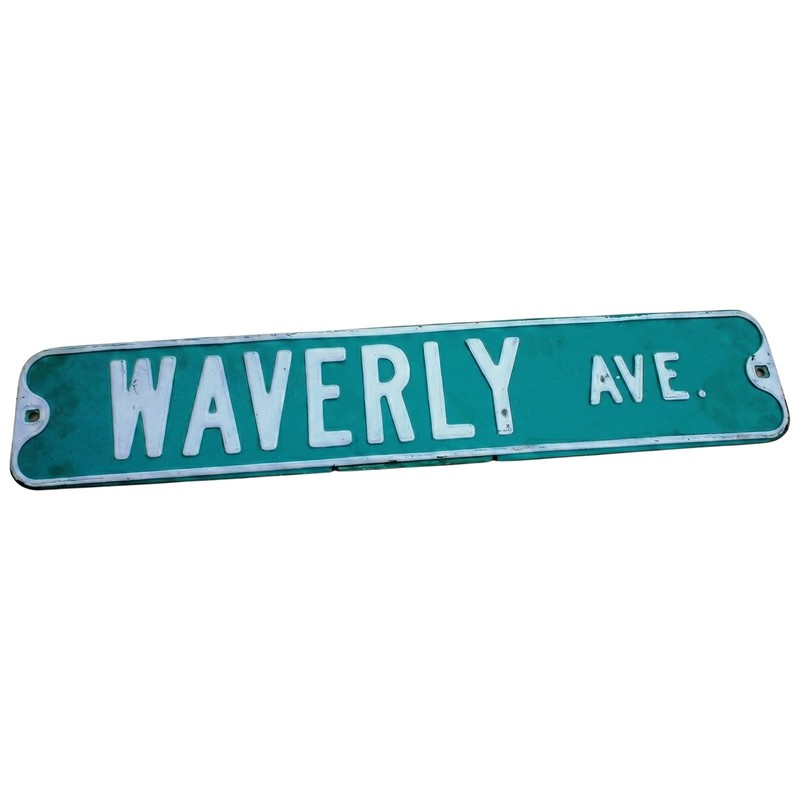 Authentic Road Sign WAVERLY AVE Real Street Vintage Retired Sign