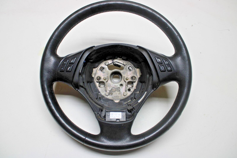 2006 - 2011 BMW E90 STEERING WHEEL LEATHER 3 SPOKE NON SPORT DIAMOND BLACK OEM