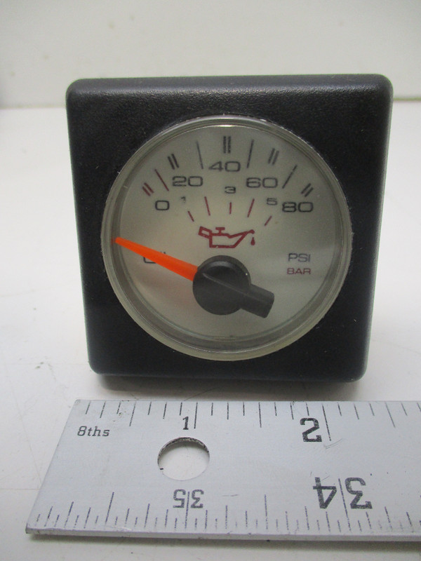 1990 Bayliner Capri Faria Square Bezel White Faced Oil Pressure Gauge