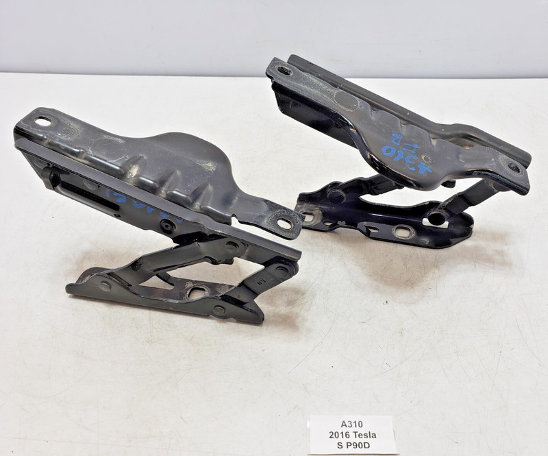 ✅ 12-20 OEM Tesla Model S Front Left Right Active Hood Hinge Bracket Black SET
