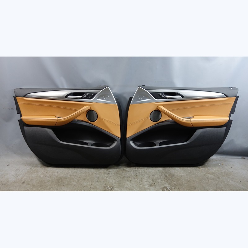 2018-2023 BMW G01 X3 G02 X4 Front Interior Door Panel Pair Cognac Brown OEM
