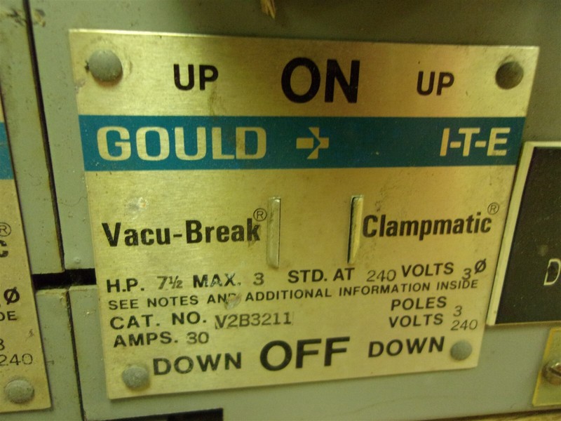 Gould ITE V2B3211 Vacu-Break Clampmatic Switch *FREE SHIPPING*