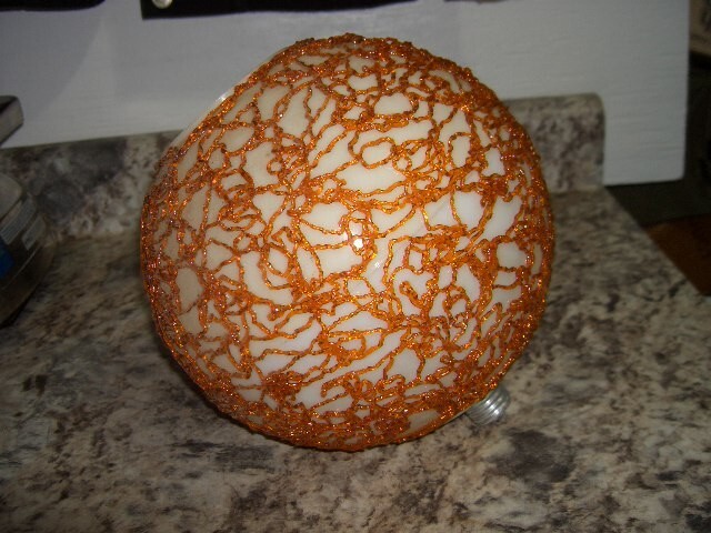 Mid Century Lucite Spun Spaghetti Swag Orange globe only retro NEAT vintage