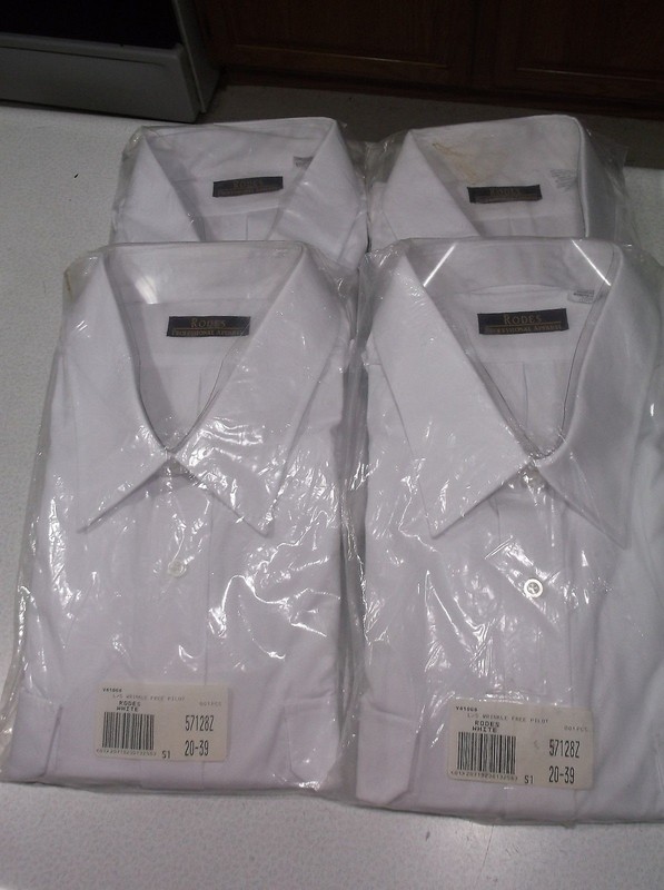 Lot of 4 Rodes Pilot Shirts, Long Sleeve, White Size 20-39 Uniform Avaitor