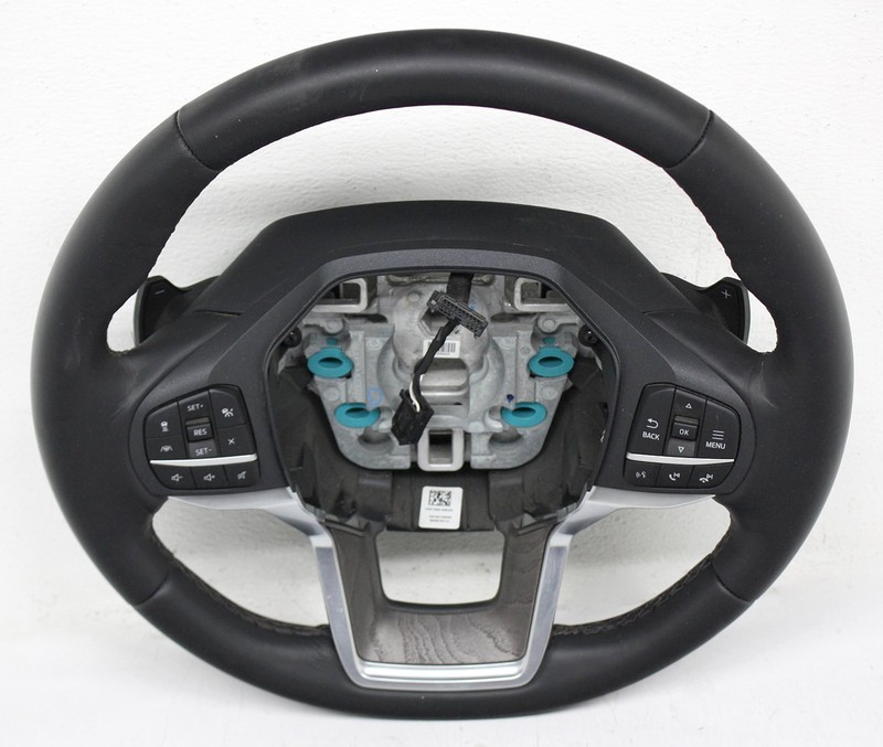 OEM Steering Wheel For Ford Explorer Platinum Black Leather Wood Brown Stitch