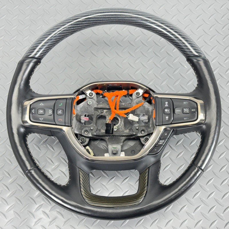 ✅2019-2026 RAM 1500 5TH GEN LIMITED STEERING WHEEL WOOD Black Leather Heated OEM
