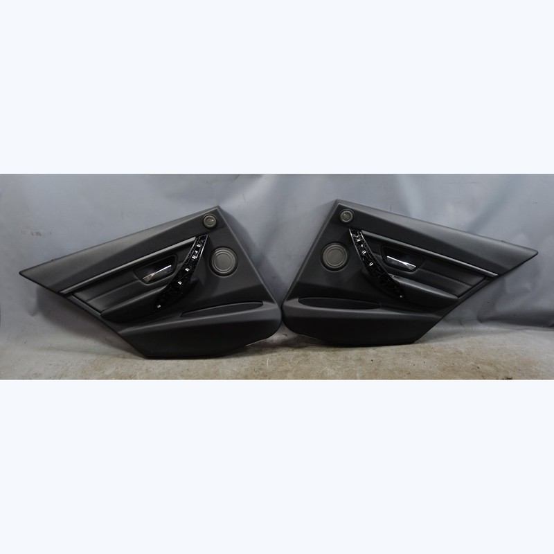 12-19 BMW F30 F31 3-Series 4dr Rear Interior Door Panel Pair Black Leather OEM