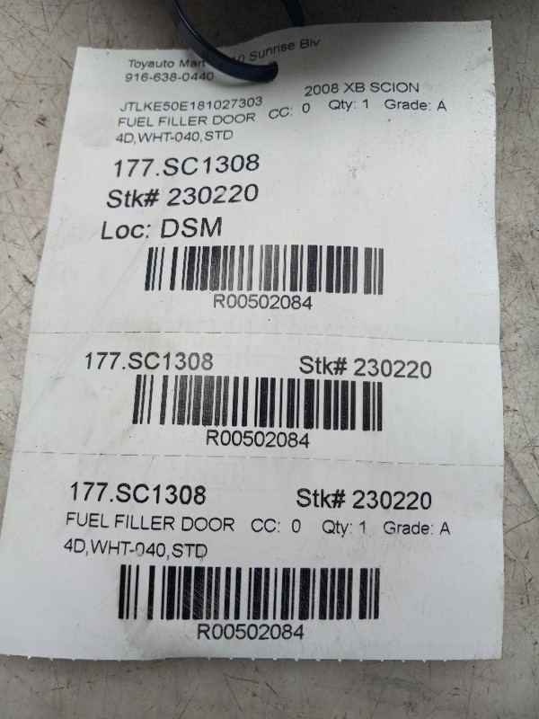 08 XB SCION STD FUEL FILLER DOOR WHT-040