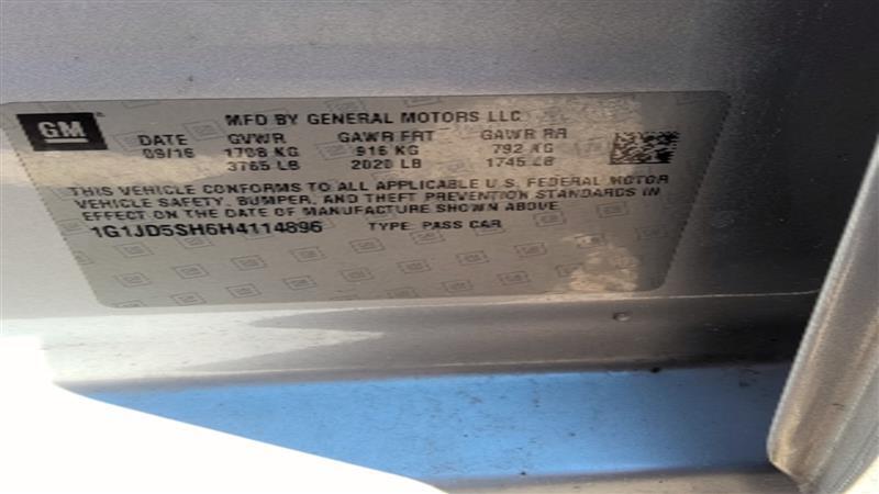 Steering Gear/Rack 16" Wheel Fits 12-19 SONIC 1494364