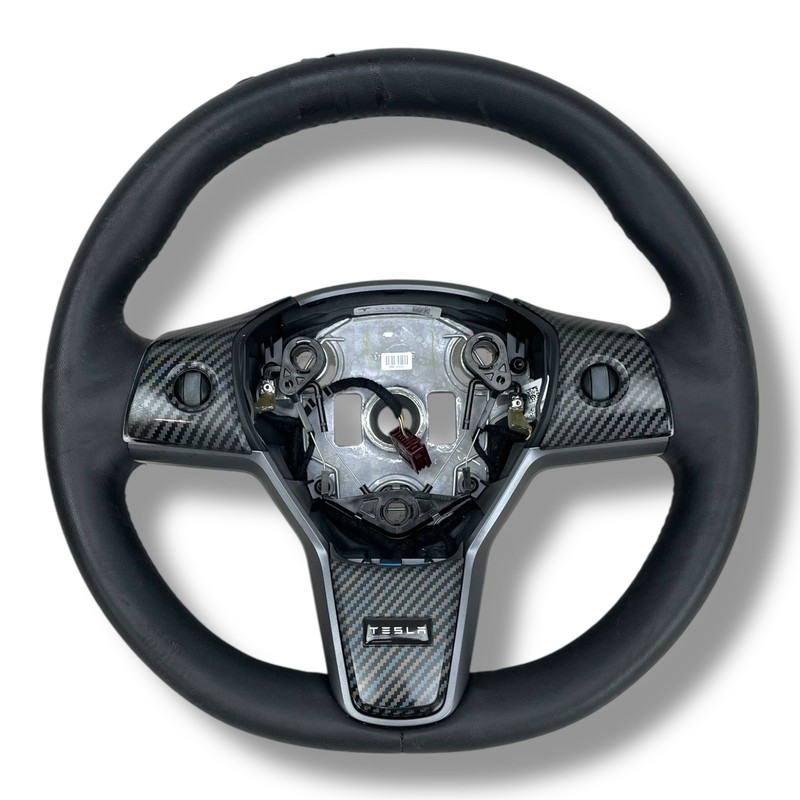 2021-2023 Tesla Model 3 Model Y Black Heated Leather Steering Wheel OEM