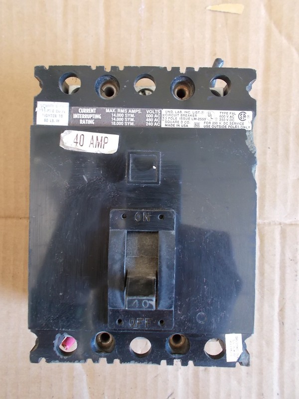 Square D LM-2559 40A 600V 3-Pole Circuit Breaker *FREE SHIPPING*