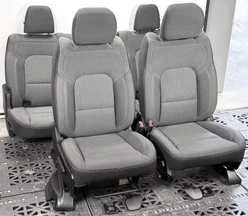 ✅ 19-25 RAM 1500 5th CREW CAB OEM CLOTH SEATS SET of 4 GRAY FRONT REAR LH RH 15K