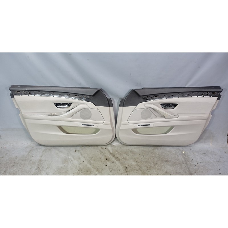 2011-2013 BMW F10 5-Series Front Int Door Panel Trim Skin Pair Everest Grey OEM