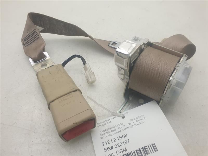 2008 LEXUS GS350 REAR CENTER MOUNTED SEAT BELT ASSEMBLY