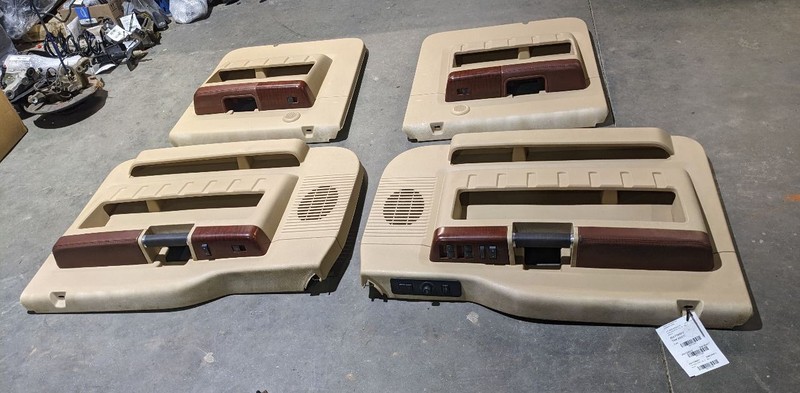 2012 F250 SD Crew Tan Brown Leather Armrest Wood Set Interior Door Trim1181057