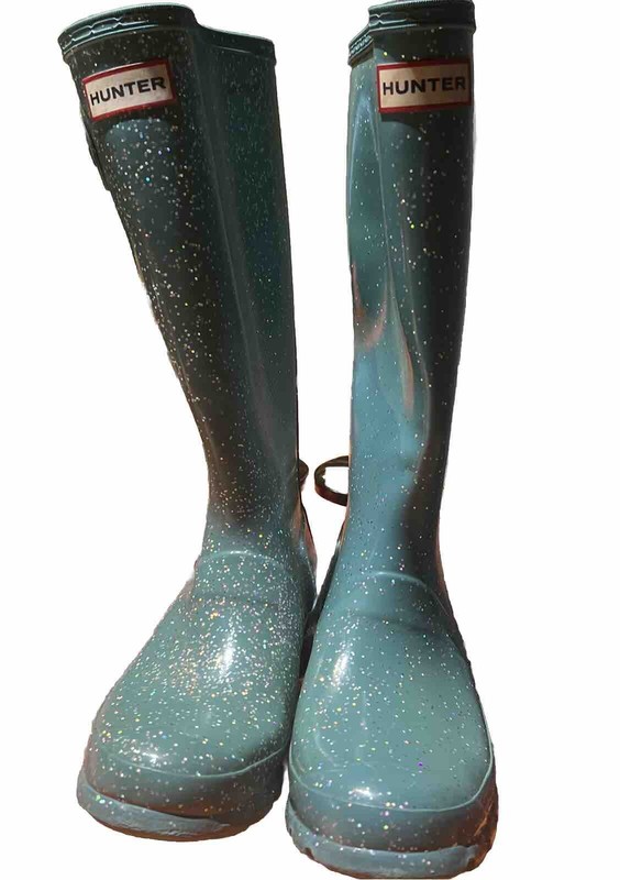 HUNTERBoots Teal Blue BOOTS-37 /6 Beautiful Sparkles π
