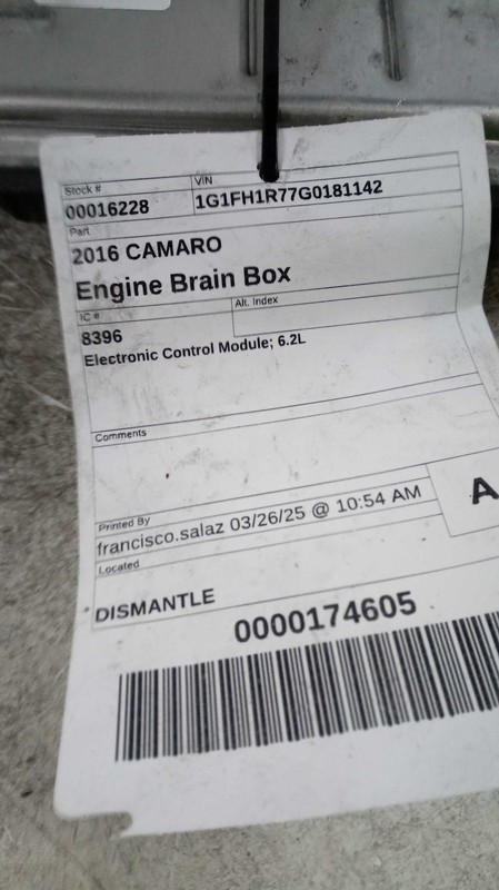 Used Engine Control Module (ECM) fits: 2016 Chevrolet Camaro Electronic Control