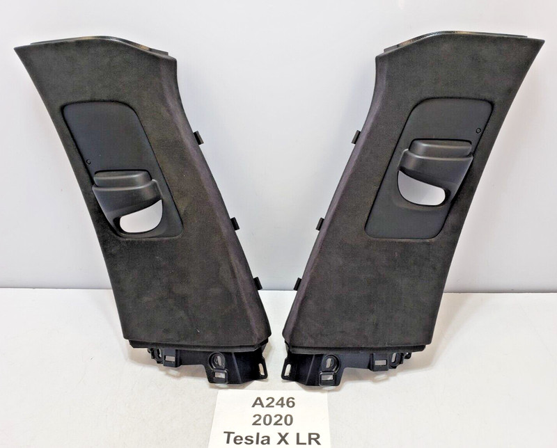 ✅ 16-20 OEM Tesla Model X Front Left Right B Pillar Trim Cover Alcantara SET