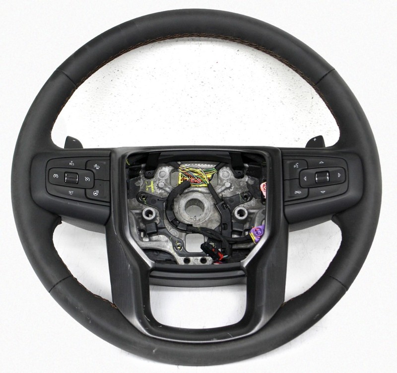 OEM Steering Wheel Base For GMC Sierra 1500 AT4 Black Leather Brown Stitching