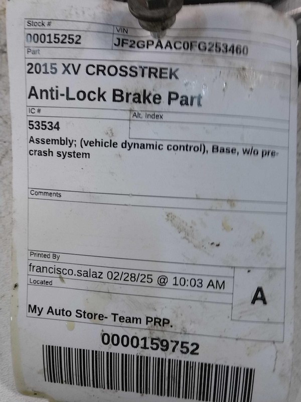 Used ABS Pump and Motor Assembly fits: 2015 Subaru Xv crosstrek Pump 2.0L w/o pr