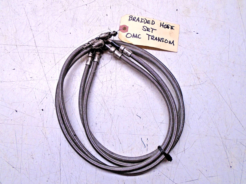 CD3 OMC Braided Hose Trim Cylinder Trim Line Set of 2 pump to trim bock